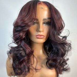Burgundy hue wig 2x6 closure